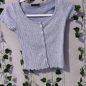 Light blue Brandy Melville ruffle top